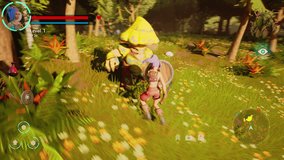 Gameplay for Mockup: Fantasy Role Playing Video Game Featuring Adventure and Combat. Strong Female Playable Character Leveling Up and Successfully Finishing the Quest with Victory Screen Announcement - Powered by Shutterstock - Get 15% off with code: PIKWIZARD15