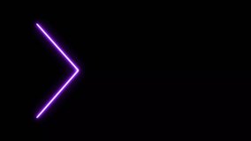  Purple neon light Loading arrow line animation. Black background UHD 4k video.
