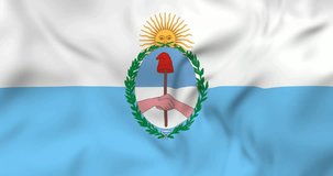 Waving flag of Mendoza province in Argentina. 3d animation in 4k resolution video.