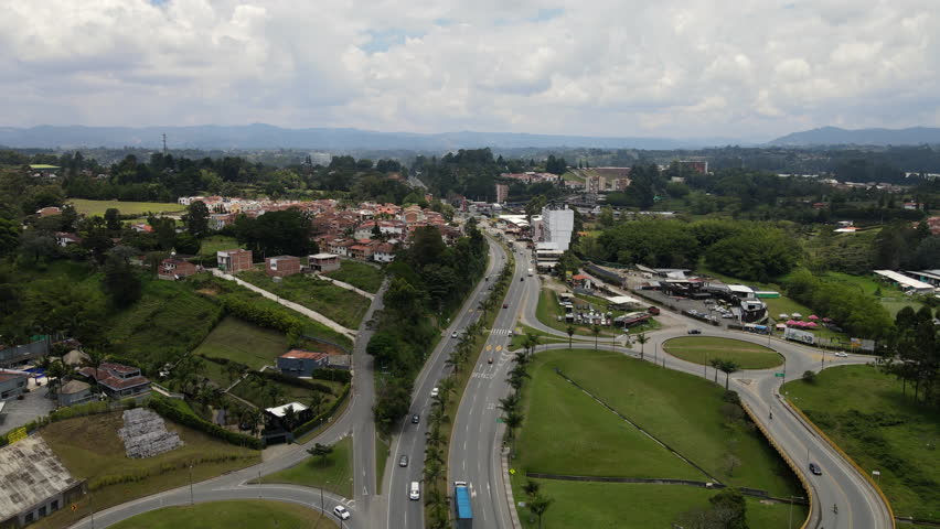 Aerial video over the Medellín - Bogotá highway, in the sector of the municipality of Marinilla, Antioquia, Colombia.