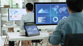 Asia people expert man tech talent working on project predict sales insight SEO graph chart AI smart plan visual big data science report center BI smart tools screen. Office worker asian analyst job. - Powered by Shutterstock - Get 15% off with code: PIKWIZARD15