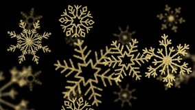 Falling glow gold snowflake on black background animation. gold snowflakes animation for winter snow, Christmas and New year background. - Powered by Shutterstock - Get 15% off with code: PIKWIZARD15