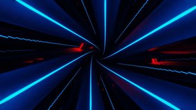 Blue and Red Neon Glowing Spiral Hex Tunnel Background VJ Loop in 4K