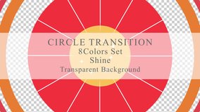 Set of circle 4K transitions with stars, including eight shiny color patterns and an alpha channel.