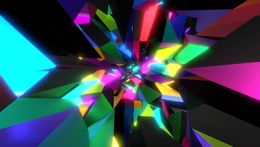 Colorful VJ Pop Flash Metal Spinning 3d render loop