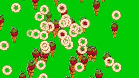 Ice cream and donut falling on green screen, Animation loop video food cartoon ice cream and donut, remove green background use software editing  - Powered by Shutterstock - Get 15% off with code: PIKWIZARD15