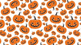 4K Animated Scary Smiling Halloween Pumpkins Motion Pattern Background Repeated emotional pumpkins texture Happy Halloween Trick or Treat Wallpaper animated banner template, party signboard background