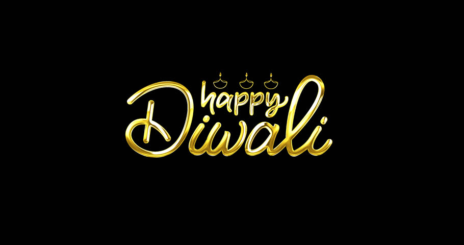 Happy Diwali text animation. Handwritten text in gold color with alpha matte. Creative greeting text design for Happy Diwali, Deepavali, or Dipawali Festival celebration. Transparent background | Shutterstock HD Video #1109491727