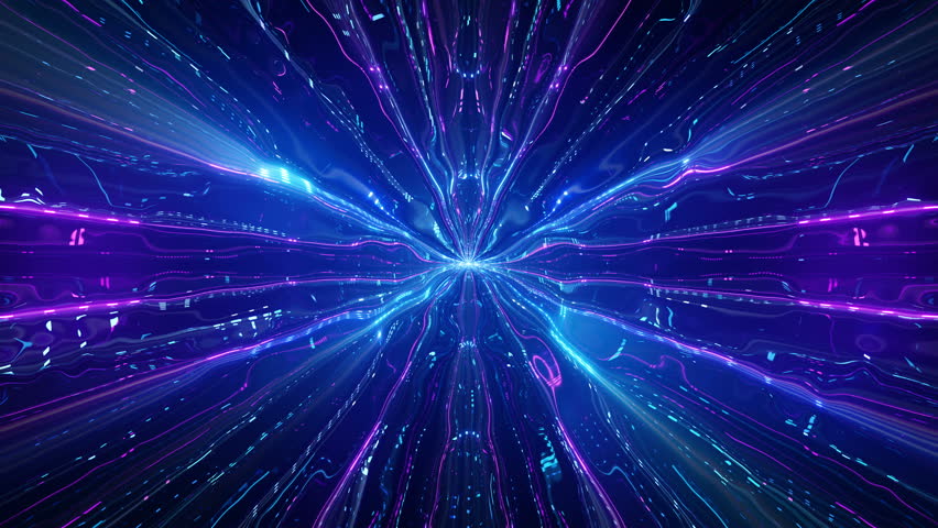This looping stock motion graphics video shows the movement inside an endless space tunnel.