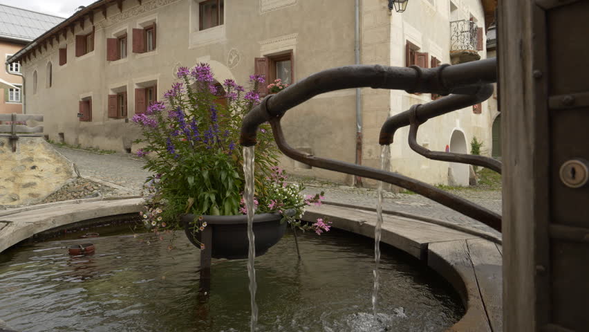 Mountain village of Guarda - fountain | Shutterstock HD Video #1109495161