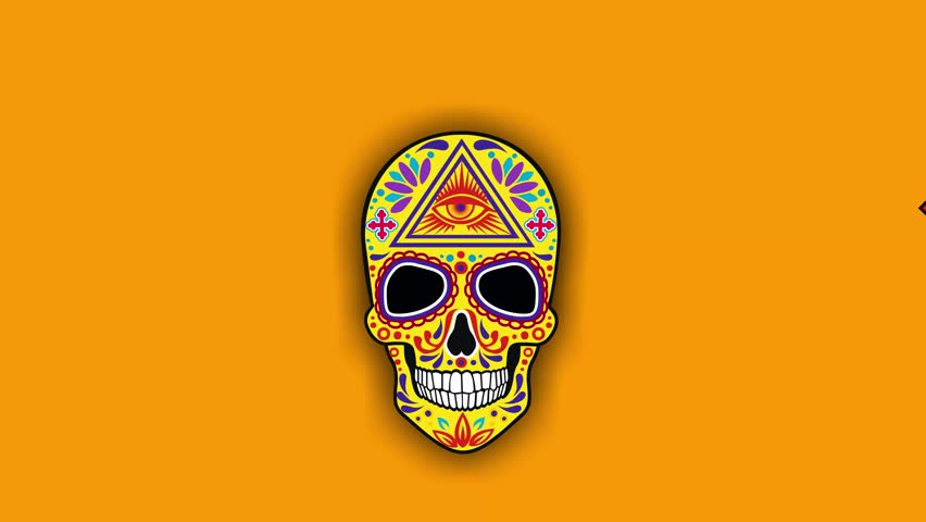 Day of the Dead, Holy Death, cartoon  mexican sugar skull