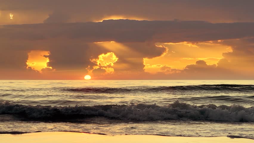 Beautiful seascape during orange color sunset