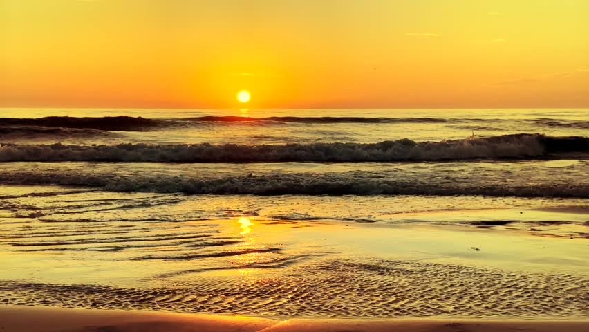 Beautiful seascape during orange color sunset