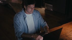 Man working late night on laptop in dimly lit room - Powered by Shutterstock - Get 15% off with code: PIKWIZARD15