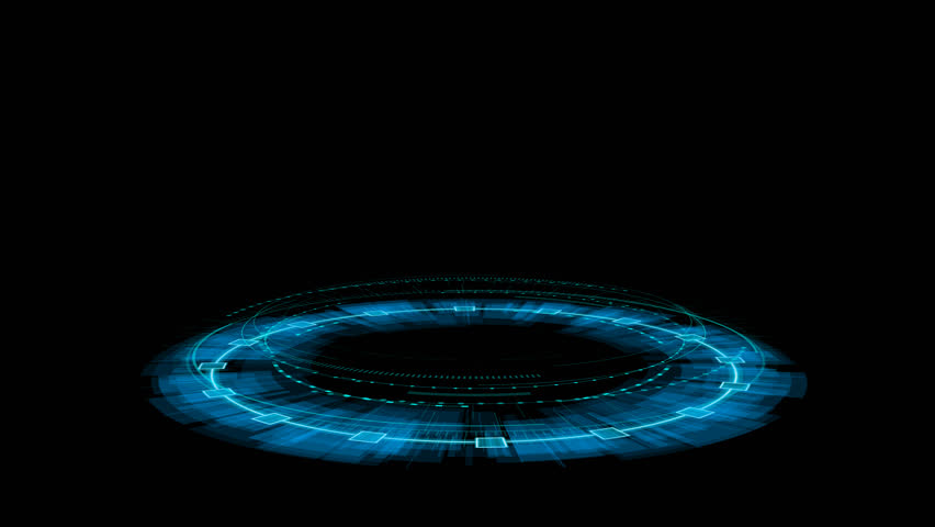 spin 3d circle holographic hud with blue glow futuristic design . Format quick time alpha rgb, video codec animation