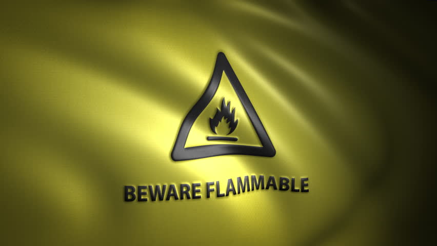 Animated "Beware Flammable" with Symbol Flag
