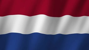 Dutch Flag. National 3d Netherlands flag waving. Flag of the Netherlands footage video waving in wind. The Netherlands Flag 4K animation