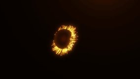 Abstract glowing particles grow from a super nova, particles flying in a spiral, magic particles sparkle and swirl on an abstract background. Video 4k