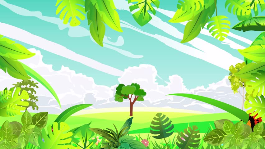Countryside nature world, leaves frame flying pheasant lady bug animation cartoon