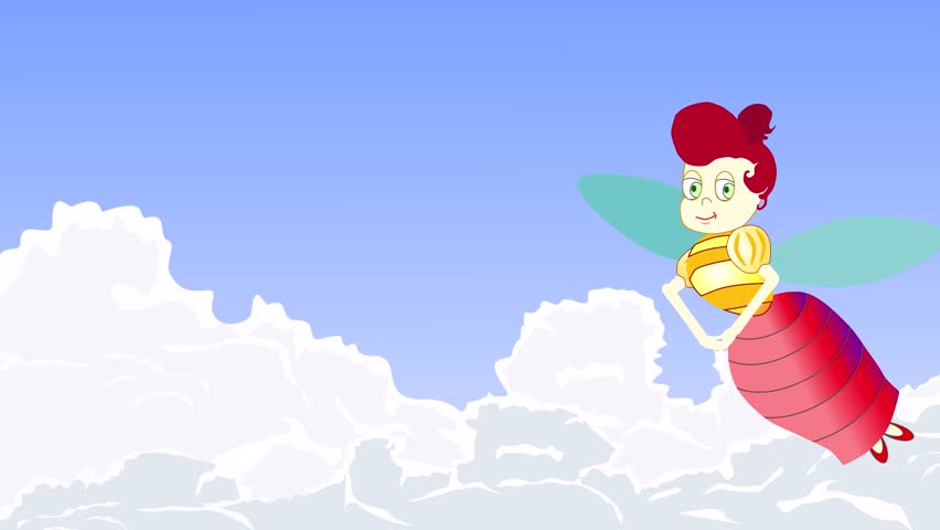 cartoon flying fairy animation cloud sky 
