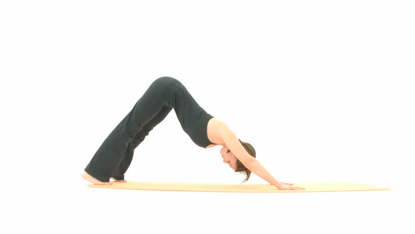 Yoga Asana in sequence: Triangle, Triangle Pose, Extended Triangle Pose, High