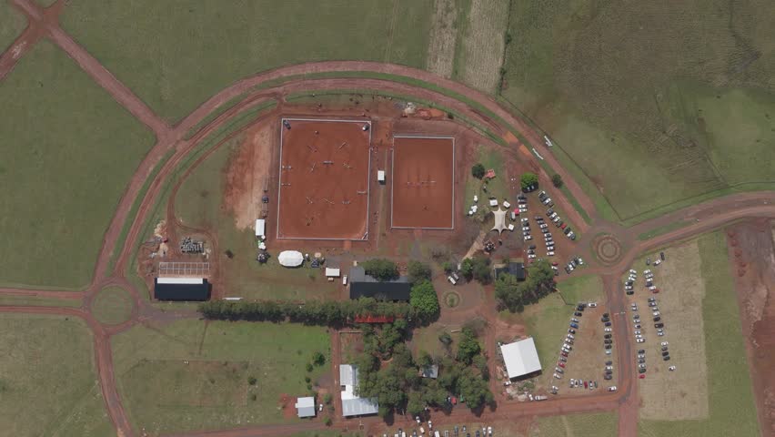 Aerial View of Showjumping barn from above Royalty-Free Stock Footage #1109542005