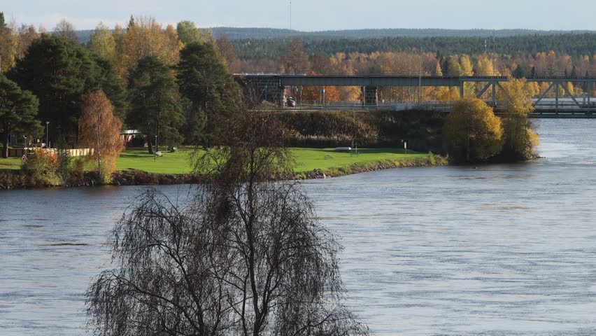 Rovaniemi, Finland A view of the flowing Kemijoki River, Finland