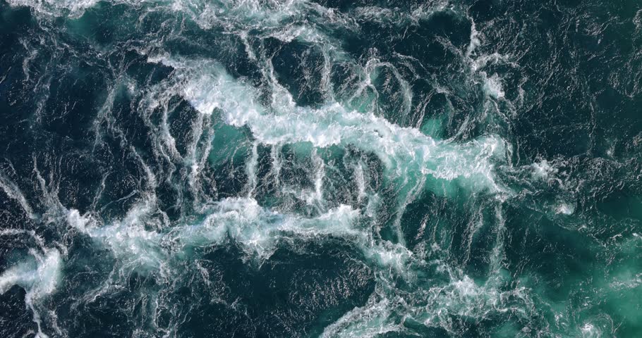 Blue waves of water of the river and the sea meet each other during high tide and low tide. Royalty-Free Stock Footage #1109557035