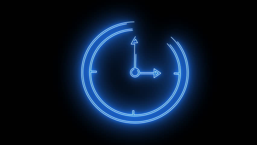 animated video in the form of a neon saber effect wall clock