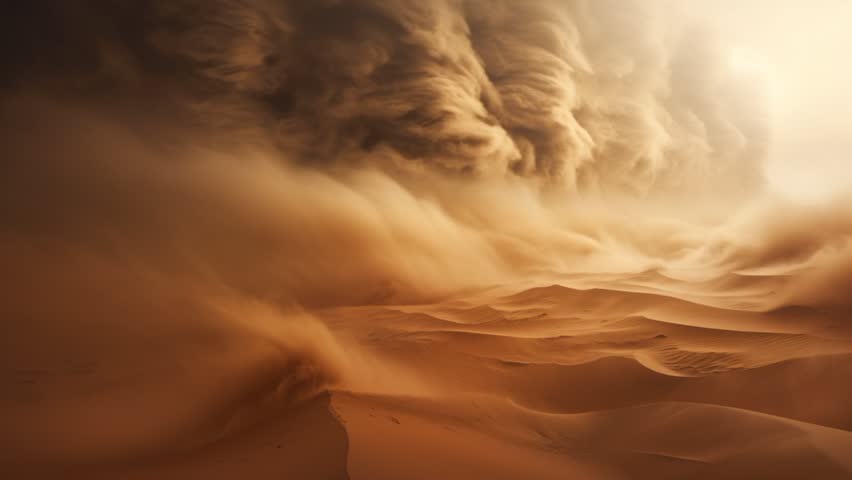 Sandstorm on desert Looping Video	 Royalty-Free Stock Footage #1109565459