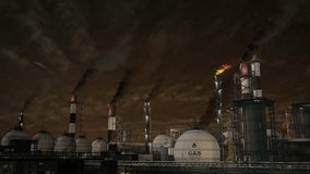 gas eco powerhouse with storage tank industrial hub at night, fictional - loop video