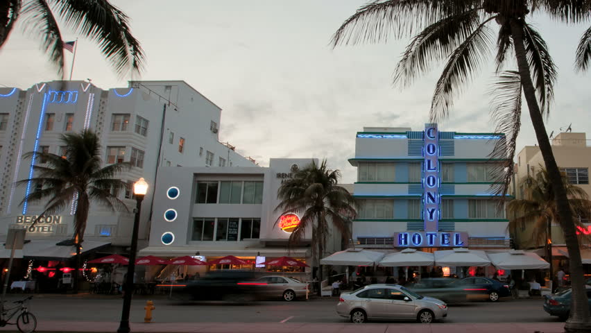 MIAMI BEACH, FLORIDA - FEBRUARY 16: in this time-lapse view cars passing through
