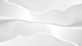 Abstract white grey smooth glossy waves elegant background. Seamless looping motion design. Video animation Ultra HD 4K 3840x2160