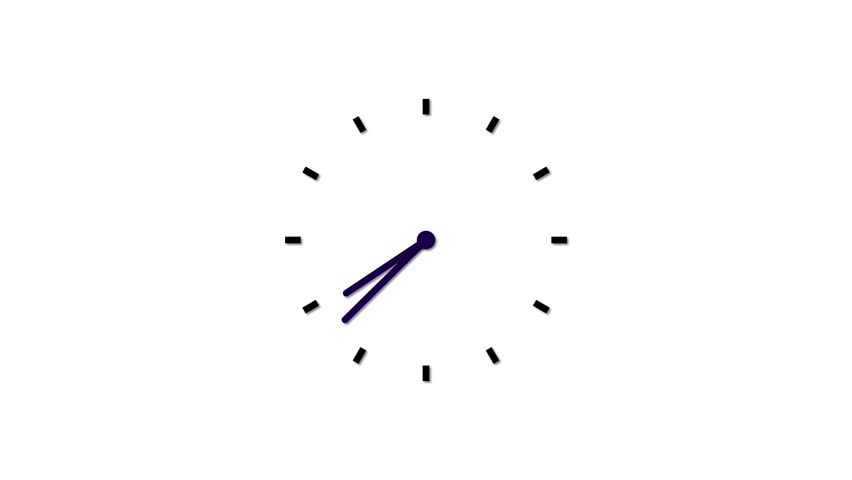 Clock with moving arrows. Loop time lapse. Alpha channel with green background for keying. Clock time lapse animation. Black minute and hour hand with second pointer