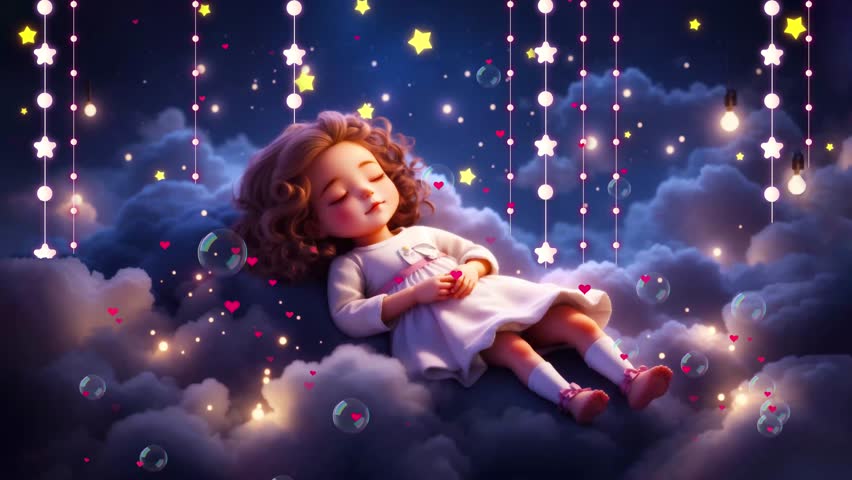 Babies fall a sleep animation looped video, for lullaby music Royalty-Free Stock Footage #1109582071