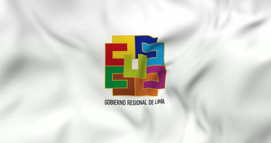 Waving flag of Lima department in Peru. 3d animation in 4k resolution video.