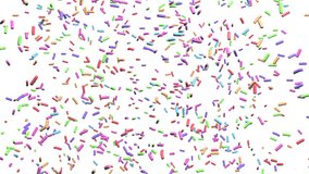 Animated 3D Coloured Sprinkles Hundreds and Thousands Falling White Background - Powered by Shutterstock - Get 15% off with code: PIKWIZARD15