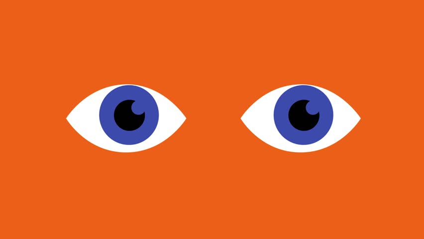 Loop animation with two blinking eyes. Colorful seamless video with two surprised eyes with irises and pupils moving in different directions. Funny clip with staring eyes. Flat cartoon motion graphics Royalty-Free Stock Footage #1109596095