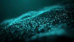 Abstract background with light blue waves made of glittering particles , looped video, 4k , 60 fps