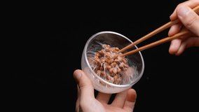 Video of mixing NATTO well on a black background.
4K 120fps edited to 30fps