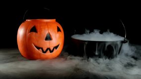Halloween pumpkin with flashing eyes 3D render loop animation. 3D Illustration, Countdown Intro 4k Video in Halloween