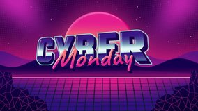 Animation of Cyber Monday retro 80s text effects - Powered by Shutterstock - Get 15% off with code: PIKWIZARD15