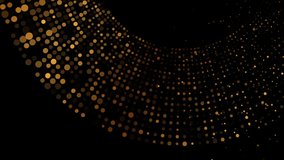 Shiny golden halftones dotted particles abstract sparkling background. Seamless looping geometric retro motion design. Video animation Ultra HD 4K 3840x2160