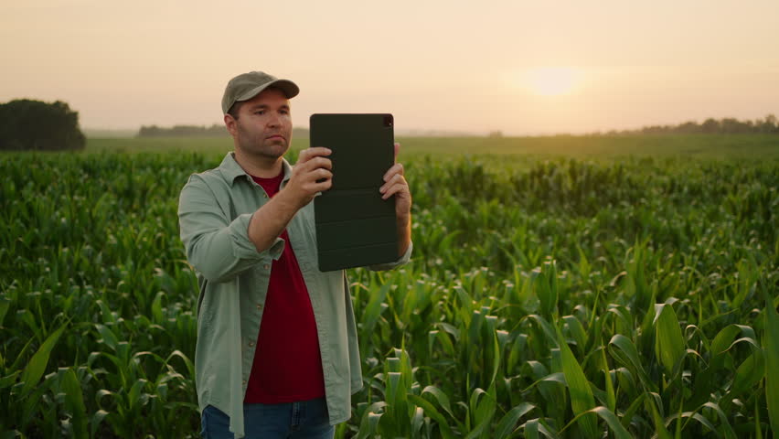 Professional Agronomist Using Tablet Standing In Green Cornfield In Summer, Agribusiness Concept Royalty-Free Stock Footage #1109632429