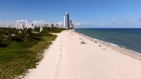 White sands Miami Beach Haulover. 4k aerial drone stock video