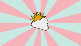 animated video of the sun and cloud icon with a rotating background.4k video quality