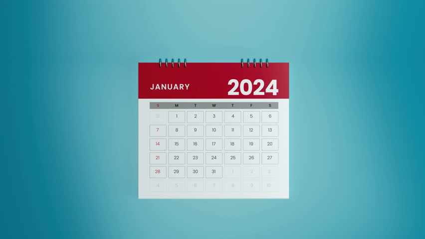 Close up of flipped calendar page for 2024 year from january to december include green screen background Royalty-Free Stock Footage #1109638157