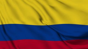 Colombia waving flag seamless loop animation. The National flag of Colombia is 3d waving. Colombia flag 4k High Resolution.