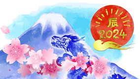 watercolor mt Fuji and dragon new year greeting 2024 animation

Japanese text means DRAGON - Powered by Shutterstock - Get 15% off with code: PIKWIZARD15