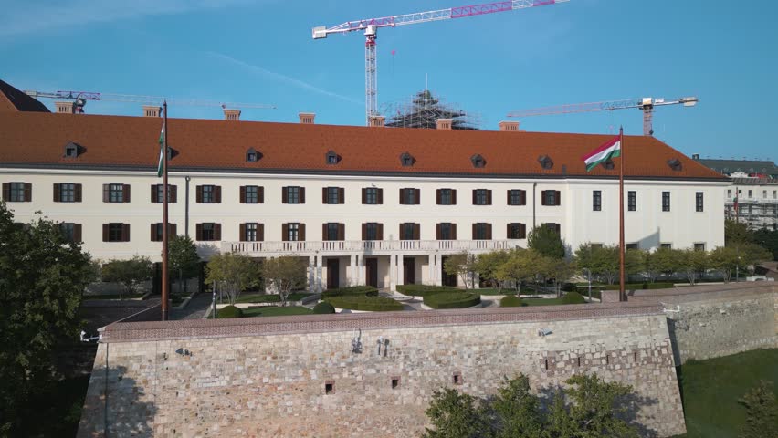 Beautiful Aerial View of Sandor Palace, Official Residence President of Hungary